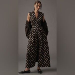 Anthropologie Tommie Zip Jumpsuit Small Black Flpral